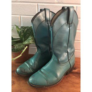 Vintage Teal Disco Cowboy Boots by Loredo